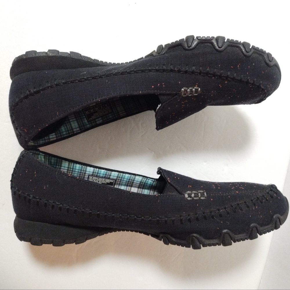 Womens Size 9 Skechers Bikers Cross Walk Shoes Slip On Black Canvas 48944 - Picture 8 of 10